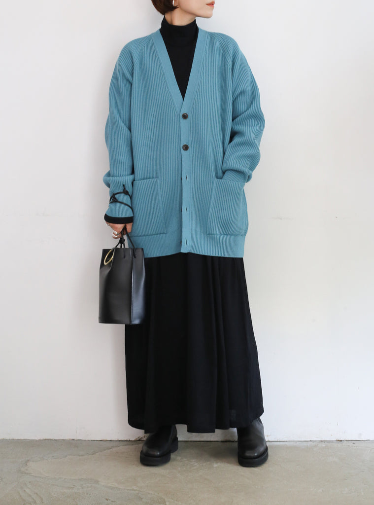 SUPER FINE WOOL RIB KNIT BIG CARDIGAN身幅63