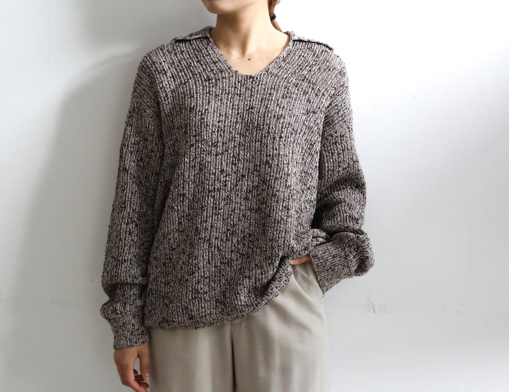 AURALEE COTTONSLUB MIX TOP YARN RIB KNIT