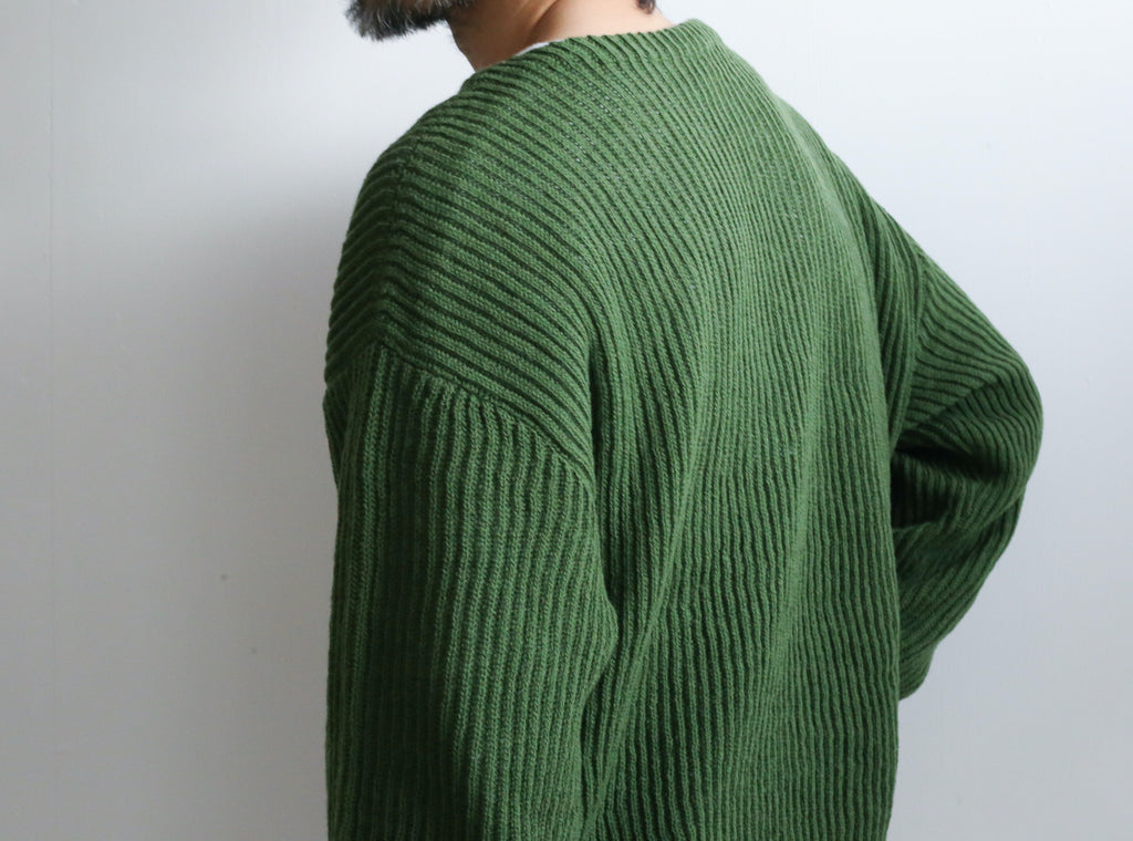 マリナボーダー HARD TWIST WOOL RIB KNIT BOAT NECK P/O | metodoicm