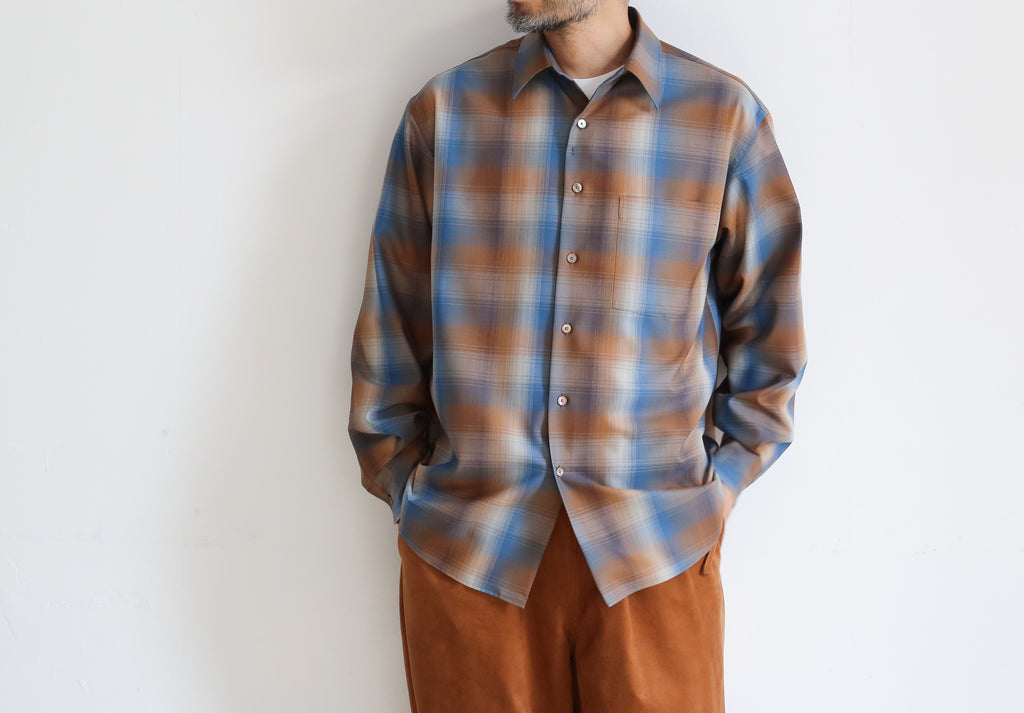 1□SUBCULTURE WOOL CHECK SHIRT / BLUEシャツ - シャツ