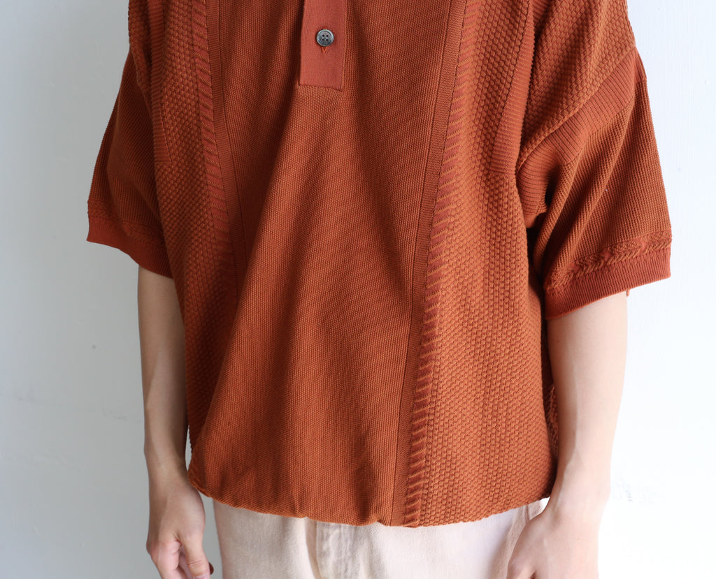 正規逆輸入品】 YASHIKI Tsubomi Knit Polo(ORANGE) ポロシャツ