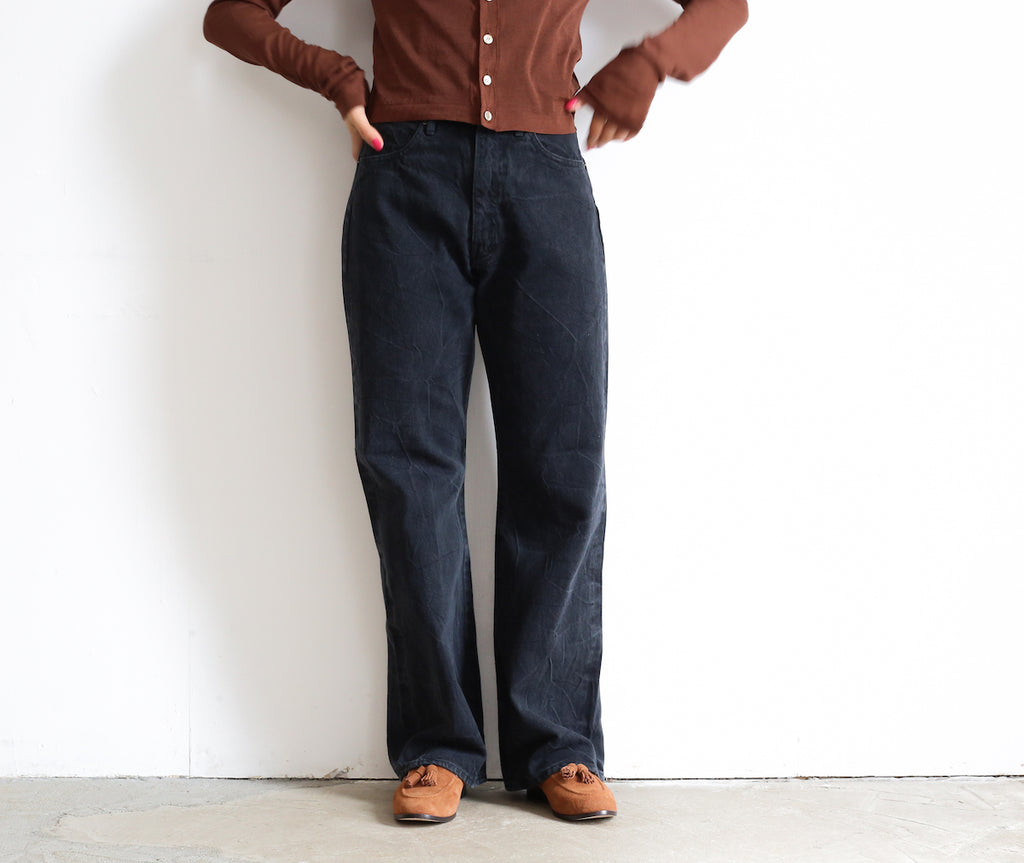 AURALEE SELVEDGE FADED LIGHT DENIM PANTS / GIZA HIGH GAUGE RIB