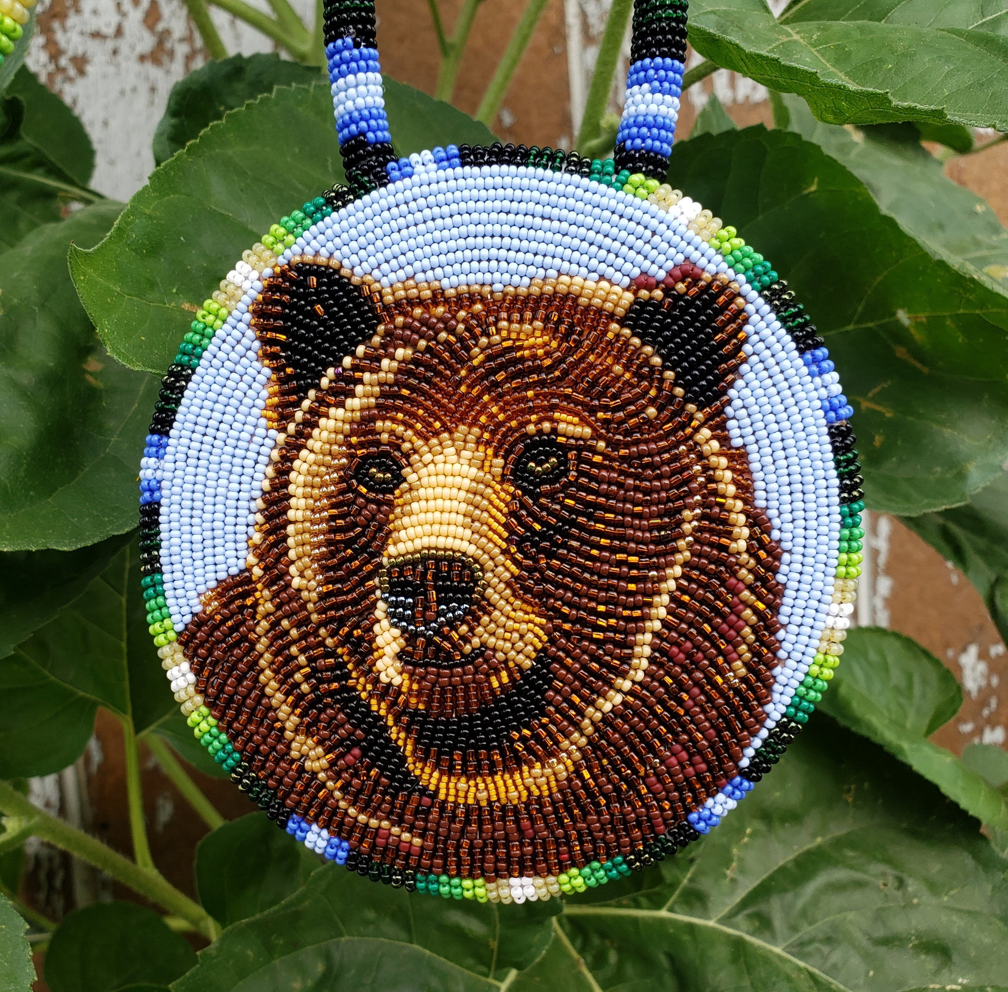 beaded bear medallion