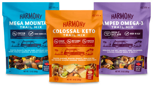 Packages of Harmony trail mixes