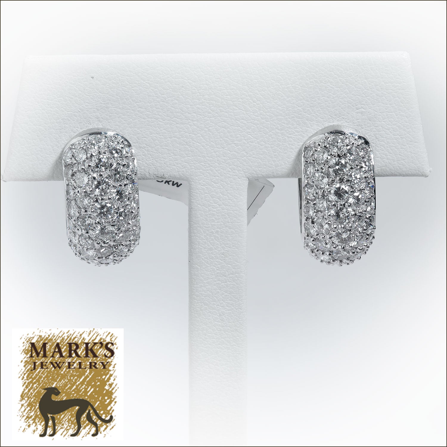 07558 18K White Gold 4.35 cttw Pav  Diamond Huggie Earrings