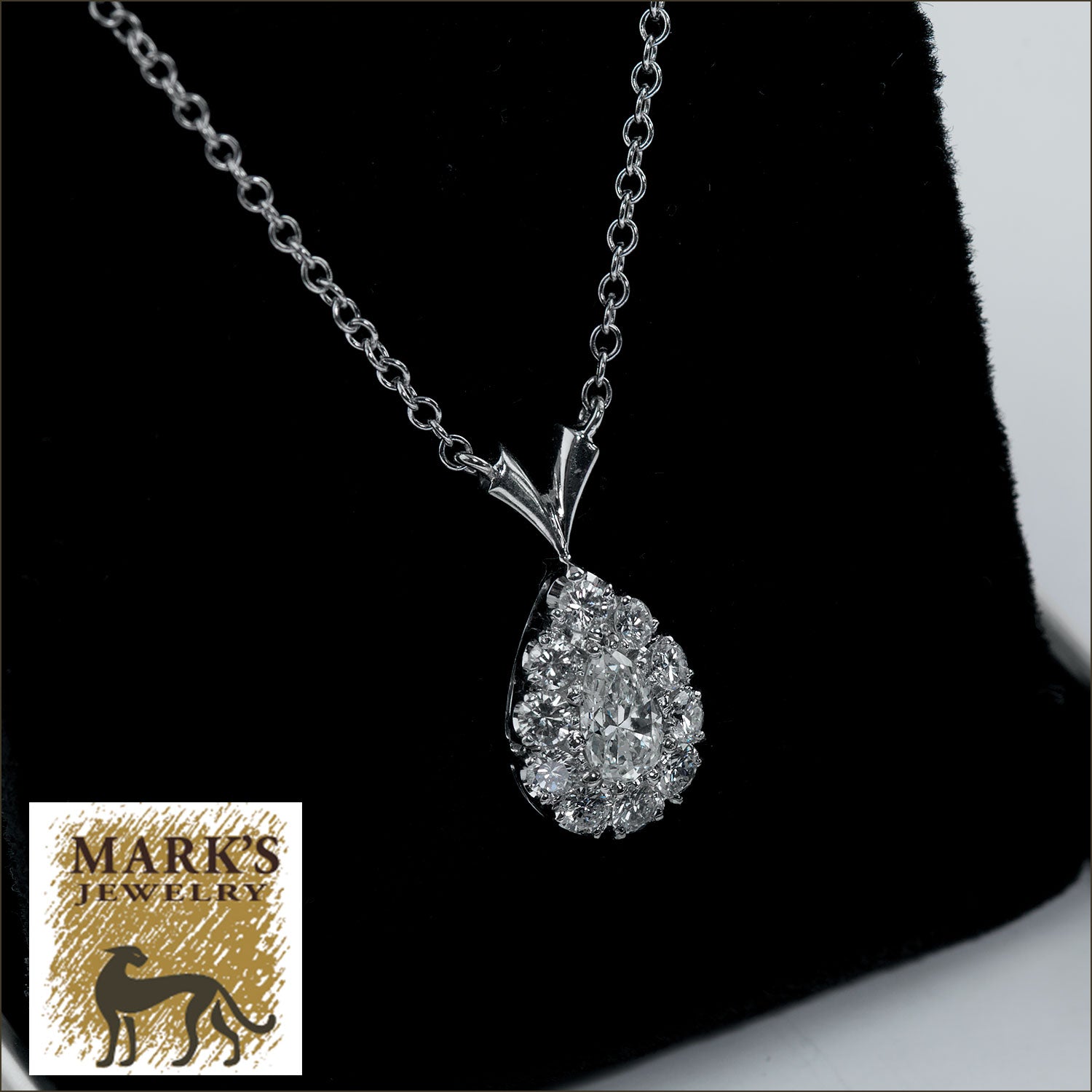 08934 14K White Gold 17" 1.20 cttw Diamond Pear Shaped Necklace