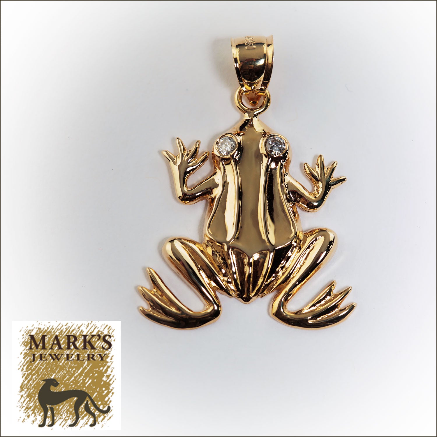 08706 14K Yellow Gold and Diamond Frog Pendant