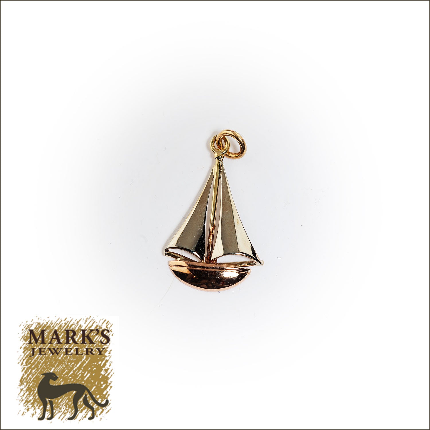 07812 14K Yellow, White, and Rose Gold Sailboat Charm