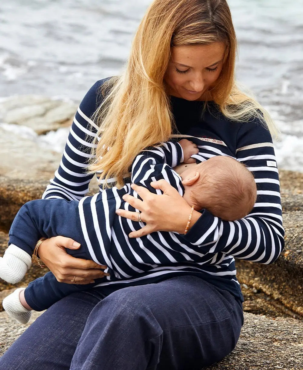 Sac de sport enfant bio avec prénom et éléphant - naturel/marine