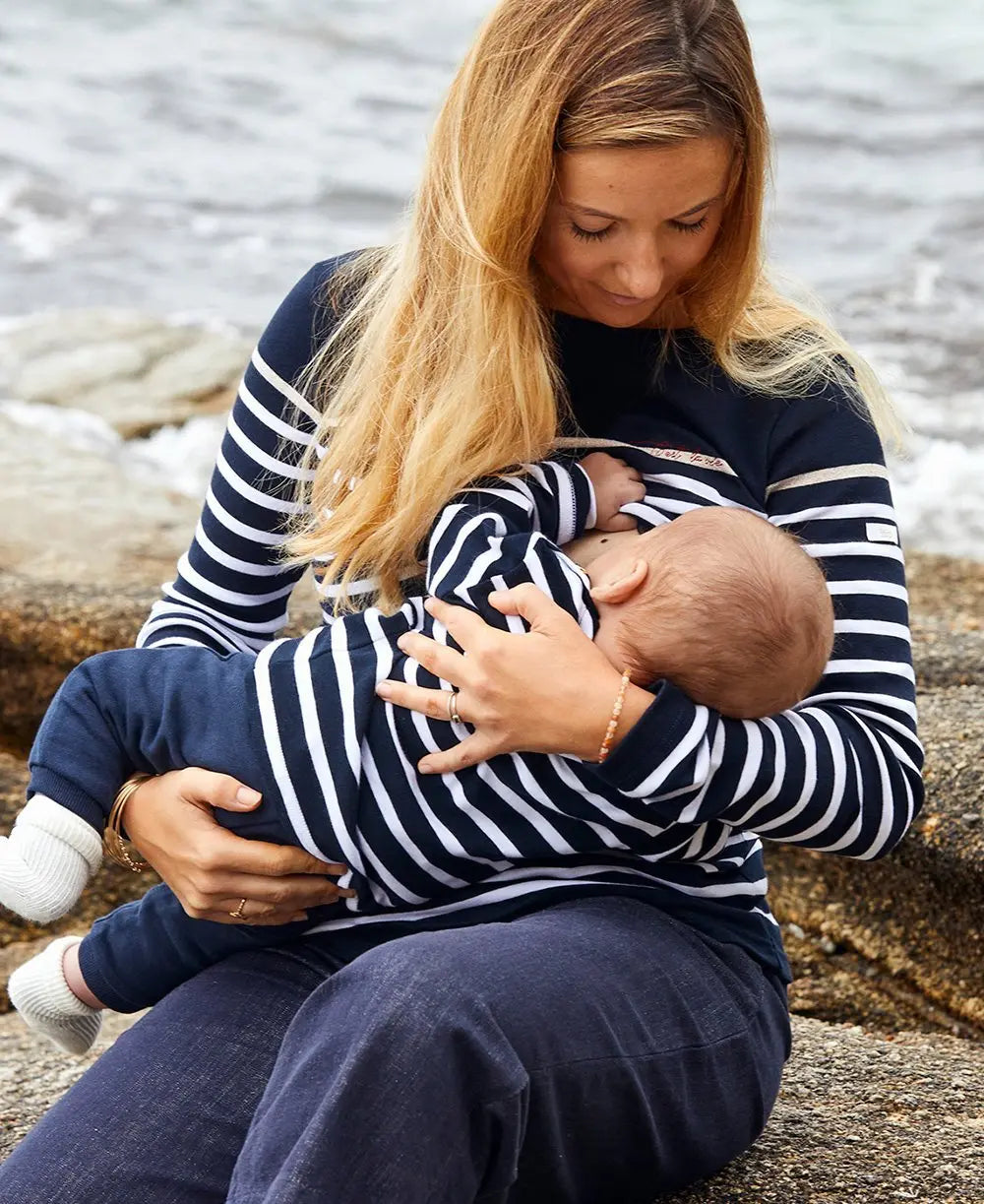 Robe de grossesse marinière - Made in France rouge et – Cache Cœur