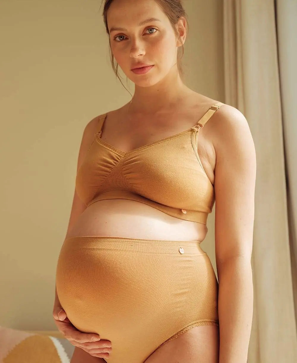 Seamless maternity high waist brief Organic cumin – Cache Cœur