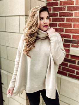 Oatmeal Cowl Neck Sweater