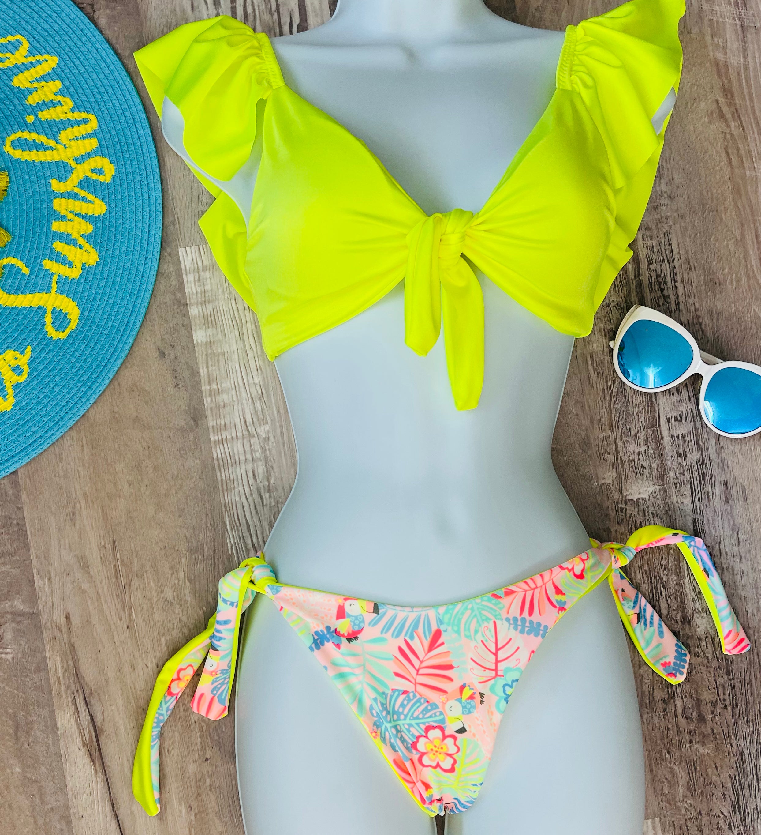Cuba Top & Bikini Ties Yellow Parrot