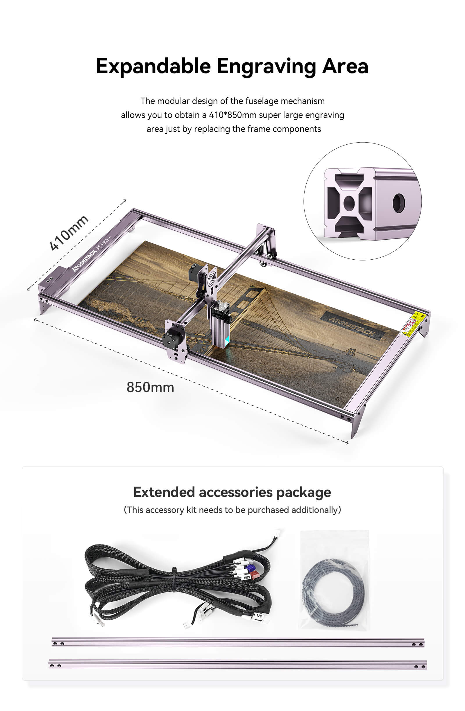 Atomstack A5 Pro 40W Laser Engraver (410x400mm) w/ Accessories