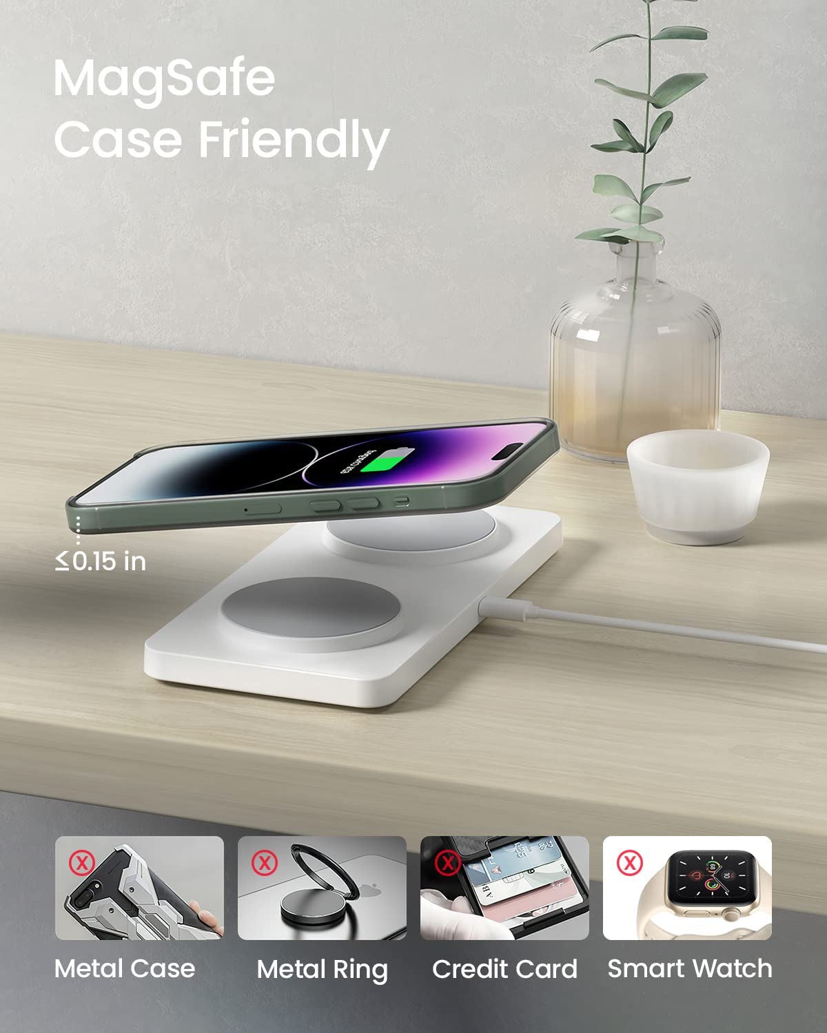 Magnetic Wireless Charging Pad 24w Geekera 2 In 1 Charging Station Fo