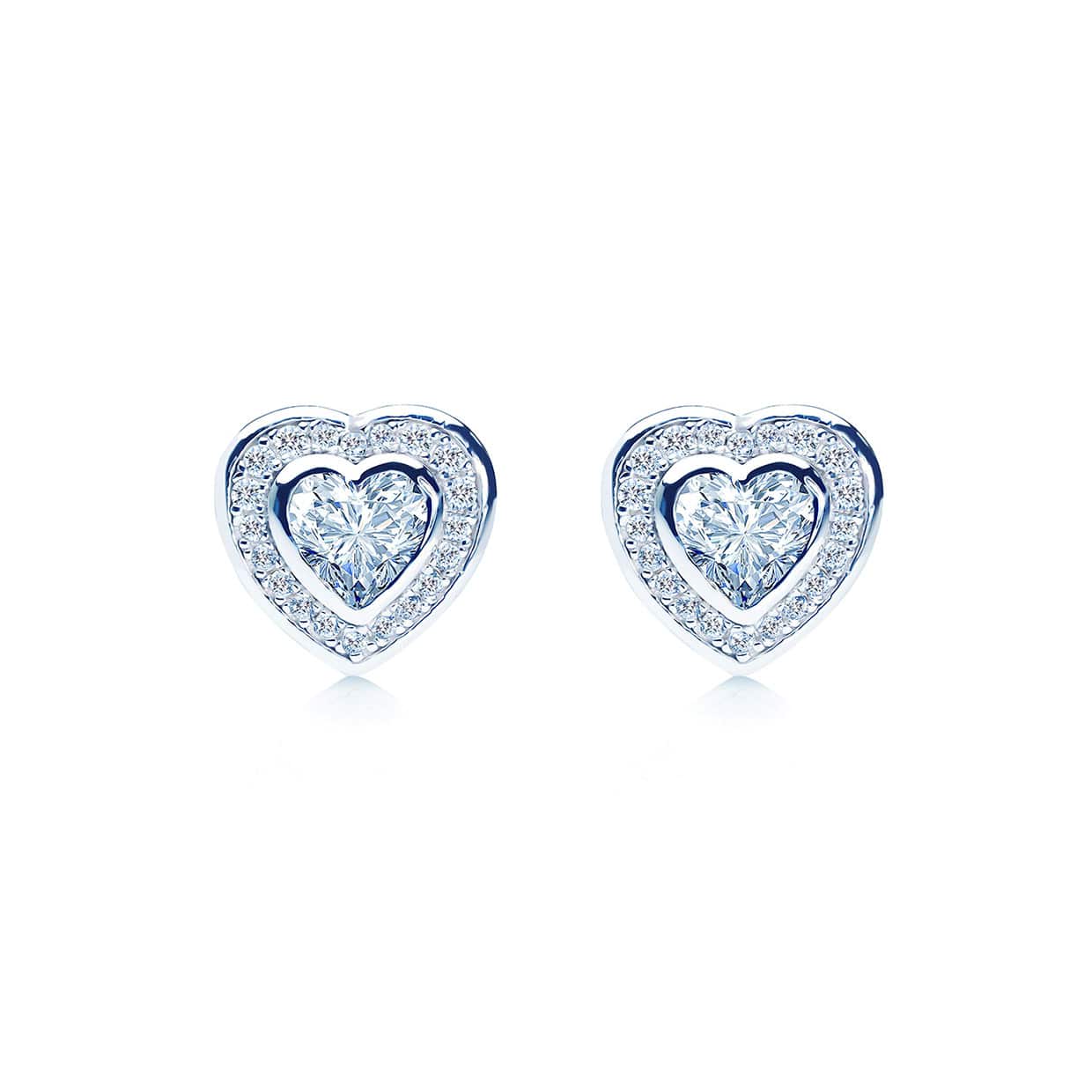 Loving Bezel Silver Heart Earrings - Abelstedt
