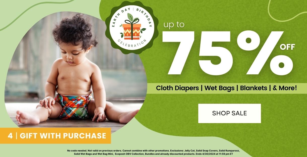 Save up to 75% off on Cloth Diapers and Accessories this Earth Day