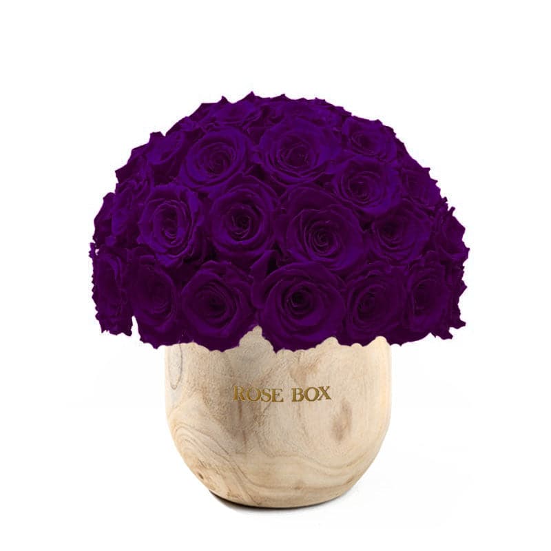 Wooden Premium Half Ball with Blackberry Roses - Rose Box NYC product image