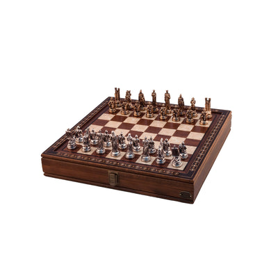 Arena Luxo Chess Set 3D Handmade Walnut Madeira Maciça Jogo De Tabuleiro  Tamanho Grande Tabuleiro de Xadrez | Com Damas de Metal Figurado Mosaico