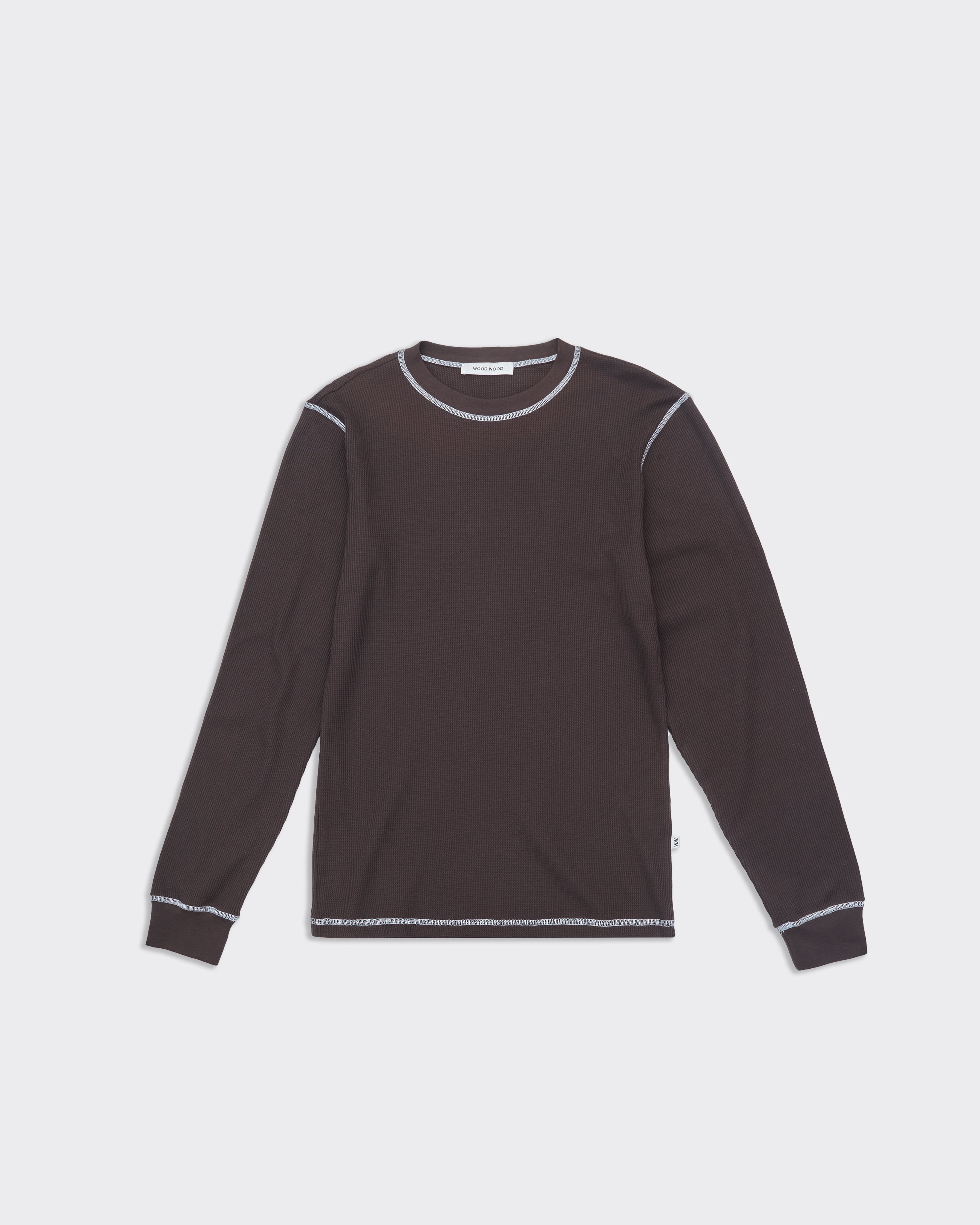 Image of Wood Wood Longsleeve Emil Waffleknit Chocolate