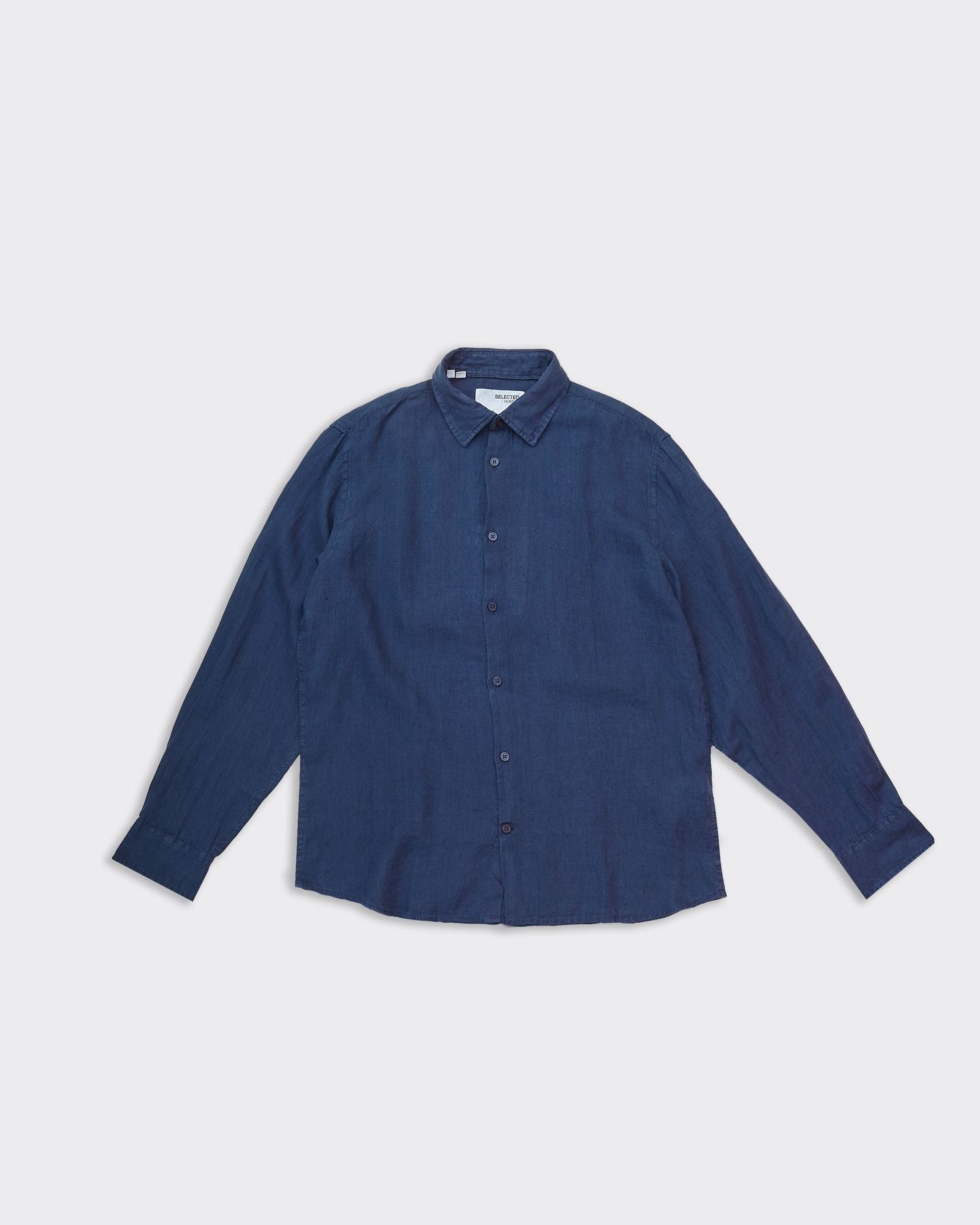 Image of Selected Homme Camicia Reg Kylian Lino Blu