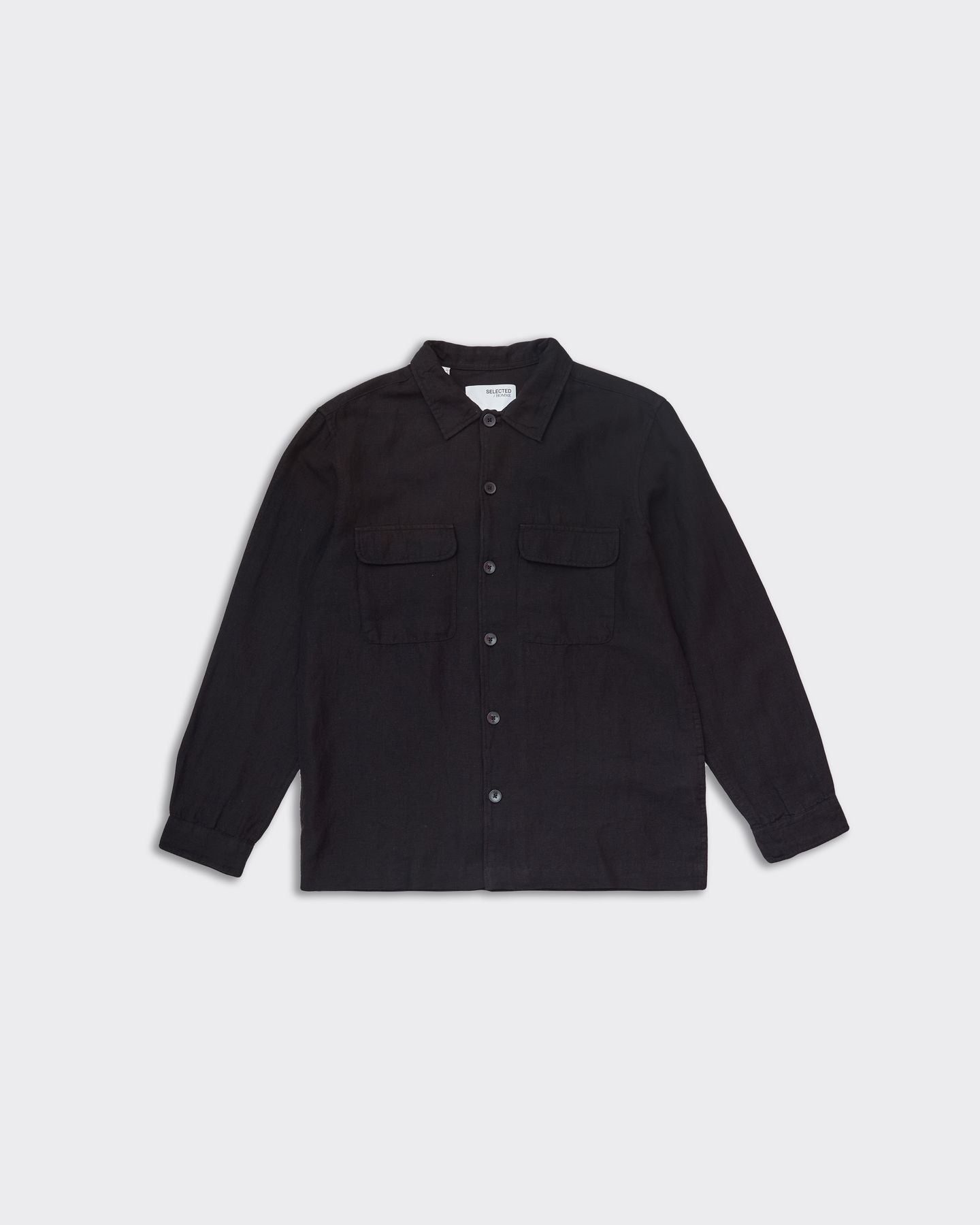 Image of Selected Homme Overshirt Lino Mads Nera