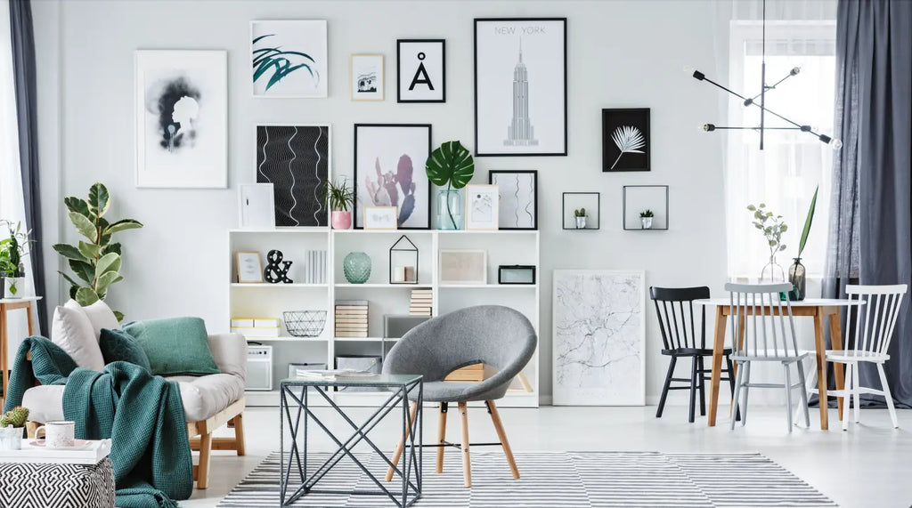 Gallery wall in a living room