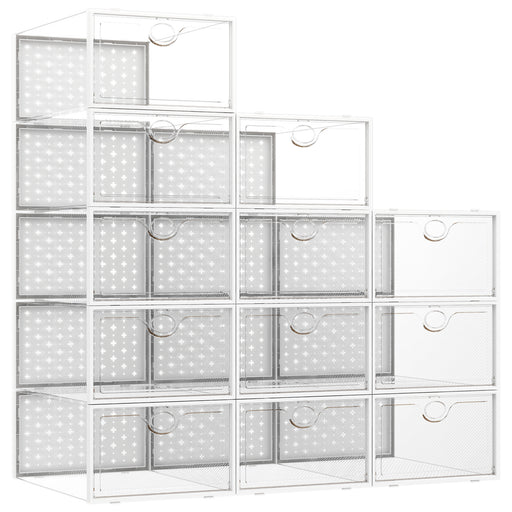 Pinkpum 4 Pack Plastic Stackable Storage Bins, Closet Organizers Storage  Bins Drawer Shelf Storage Container Multipurpose 4L 