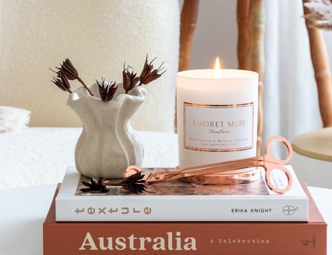 white soy candle light australia amoret muse