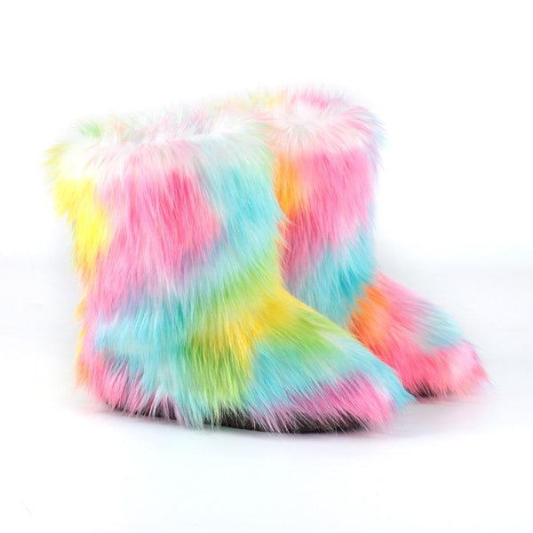 fluffy faux fur boots