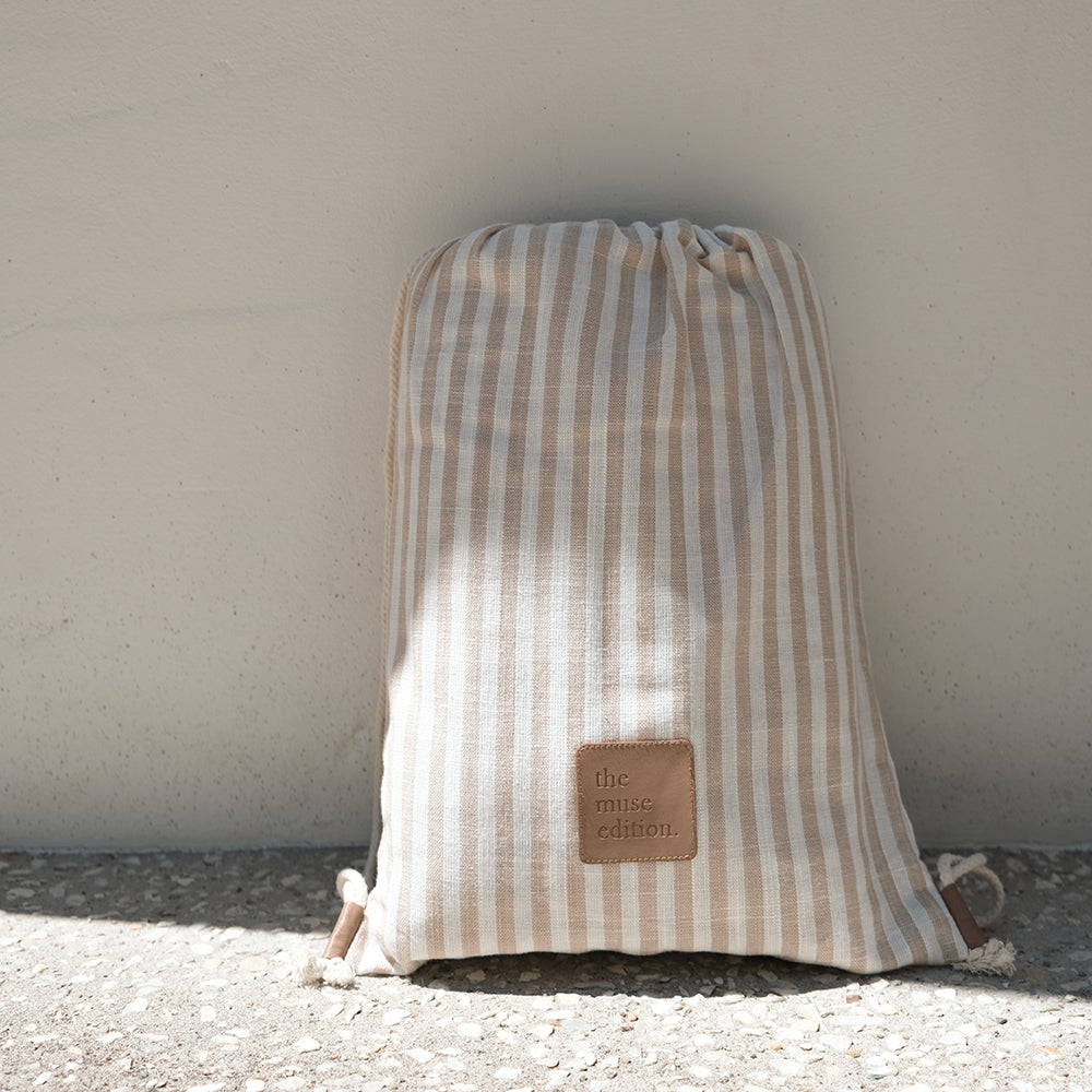 Stripe linen pram liner bag