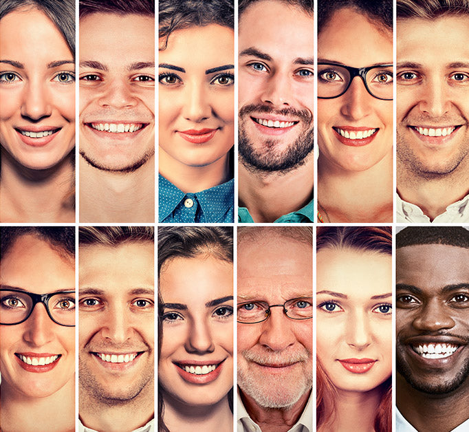 All different types of people in the society wearing hearing aids.