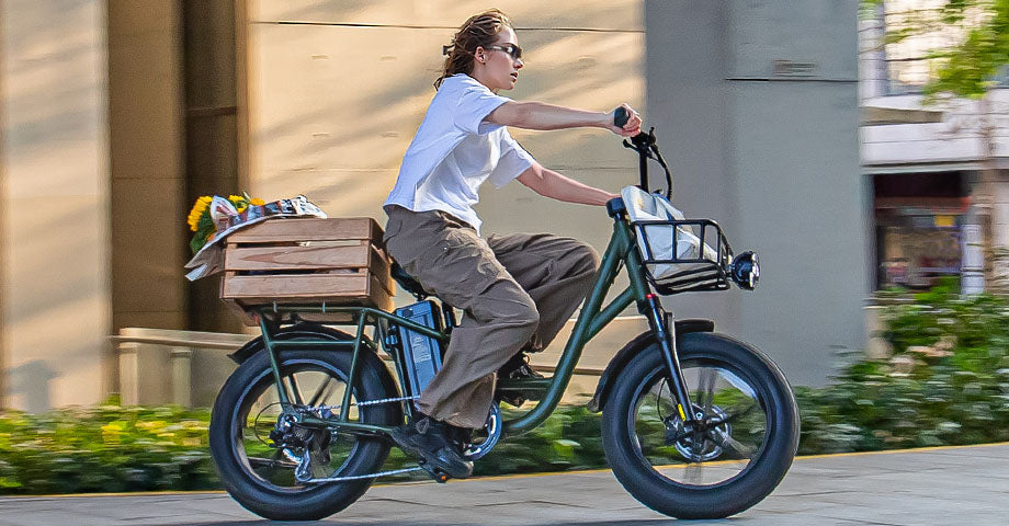 Woman riding Fiido T1Pro on the road