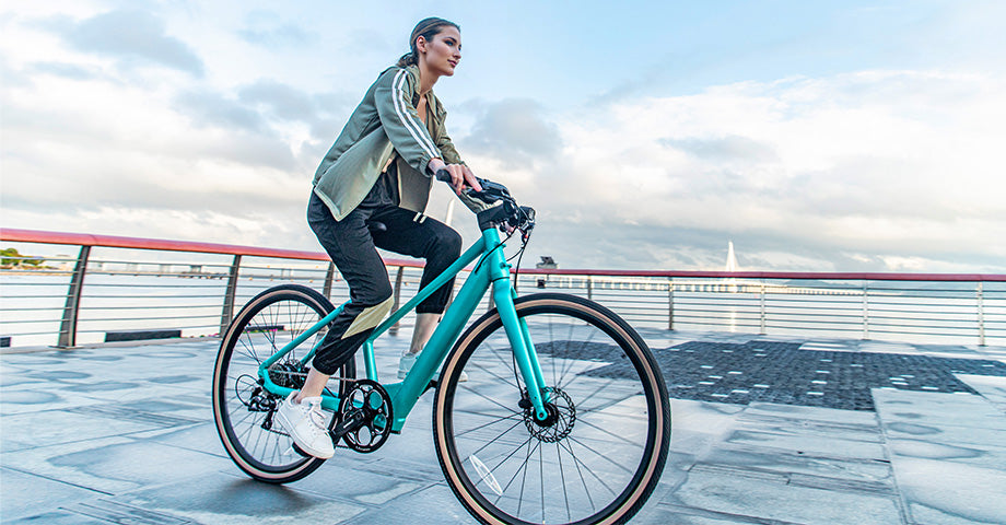 Woman riding electric bike