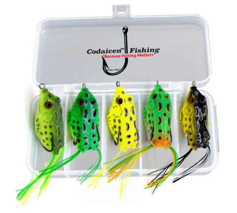 5 piece Bass Topwater Frog Lures Kit- with Legs – Codaicen Fishing