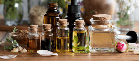 Essential oils on table