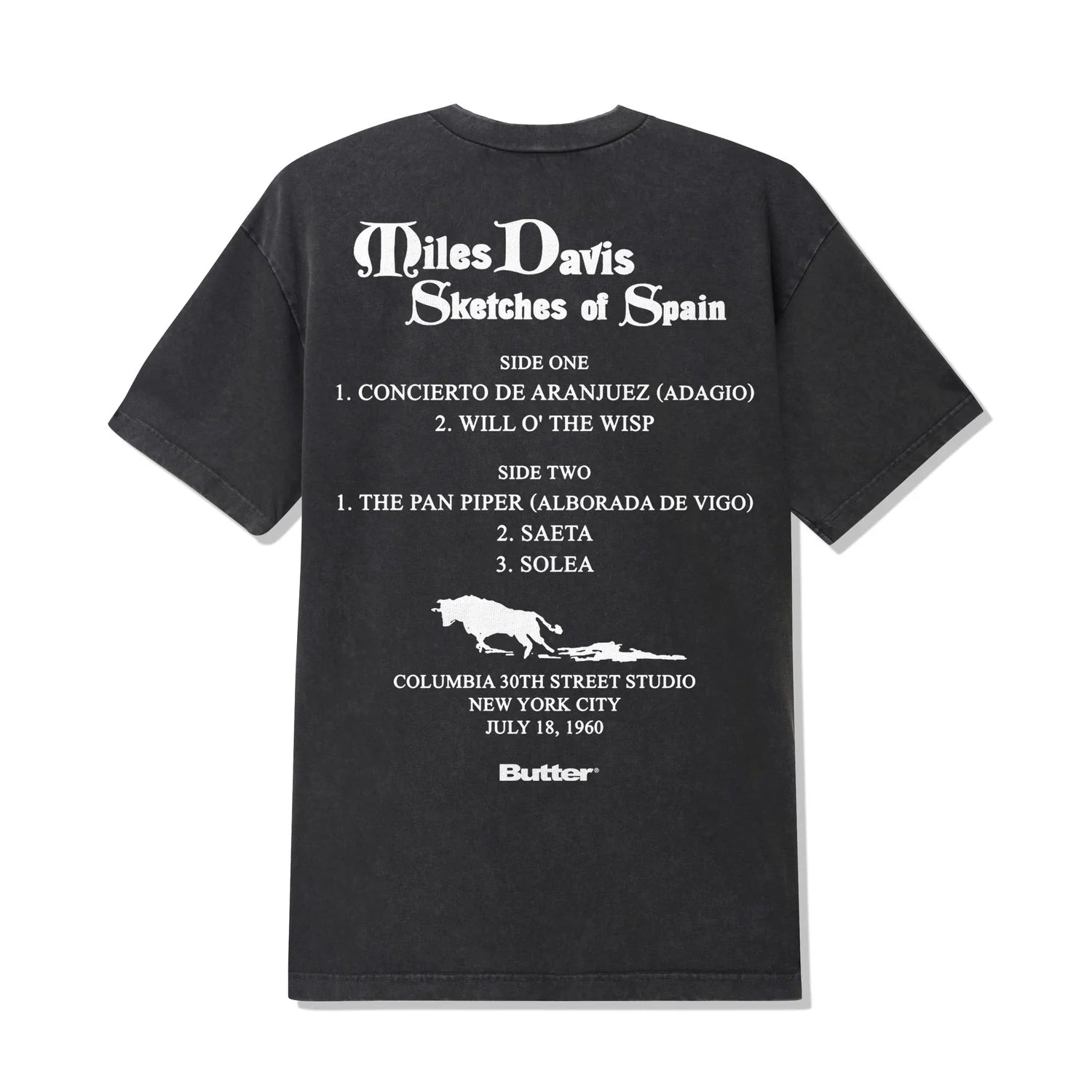 BUTTER GOODS Miles Davis Sketches Of Spain Tee Washed Black