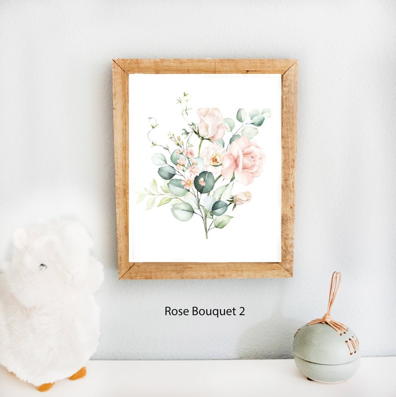 Initial Sign Bouquet Schafer with Studio Décor on Name Girl Art Wall - Floral Baby Nursery