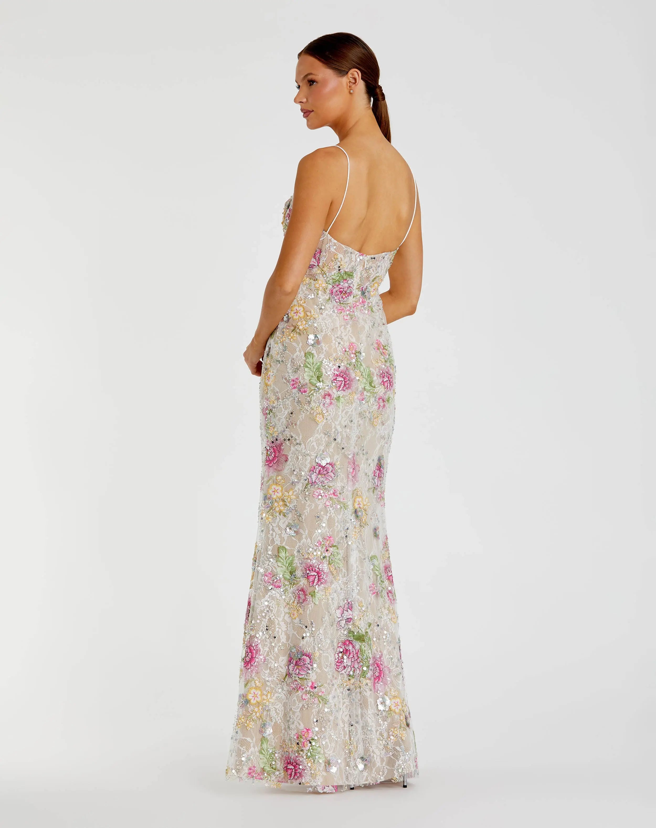 【MAC DUGGAL】関税込★シフォンフローラルドレス Purple Ruffle Tiered Floral Chiffon Midi Dress | Mac Duggal
