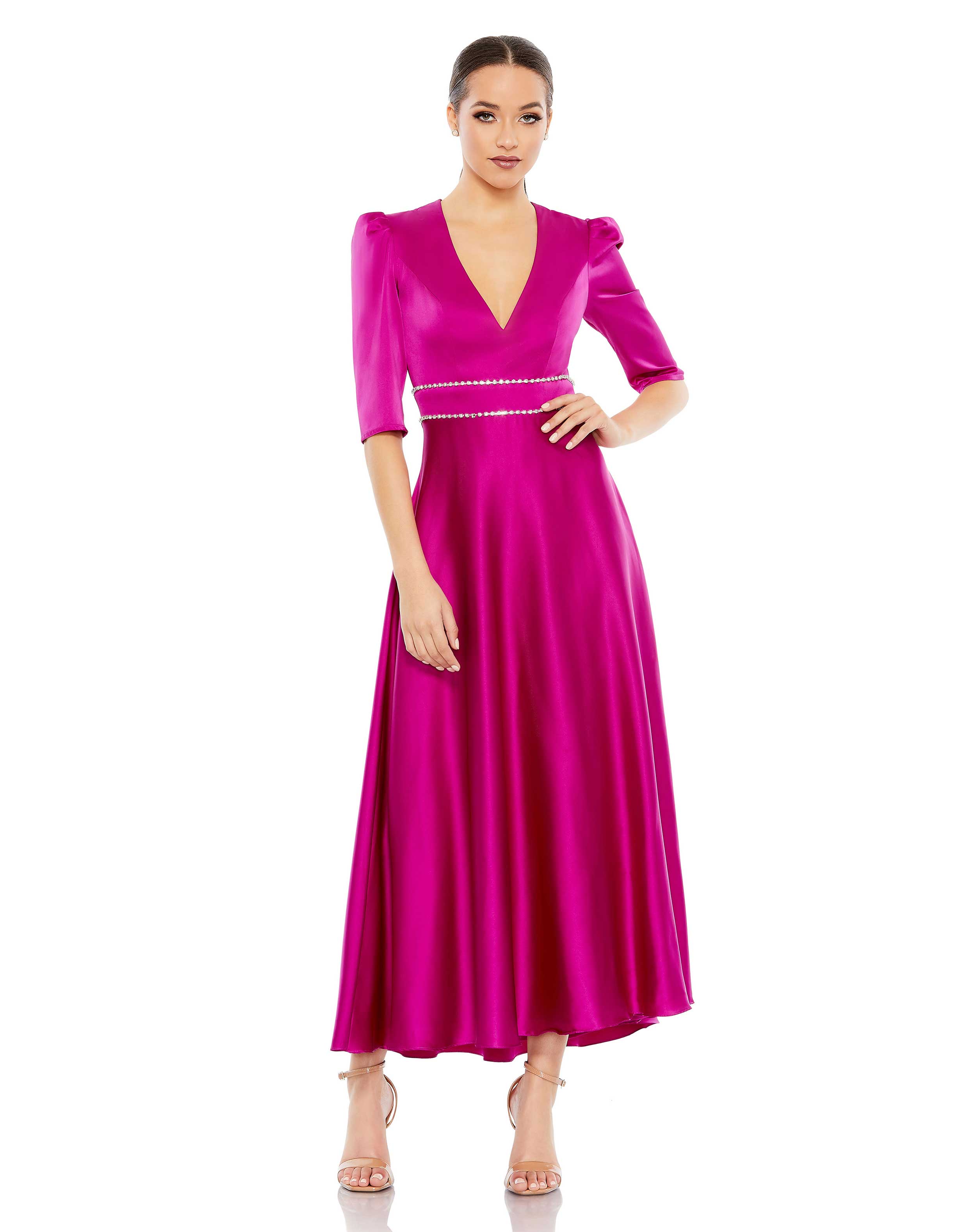 Sequin Knotted Long Sleeve Midi Dress – Mac Duggal