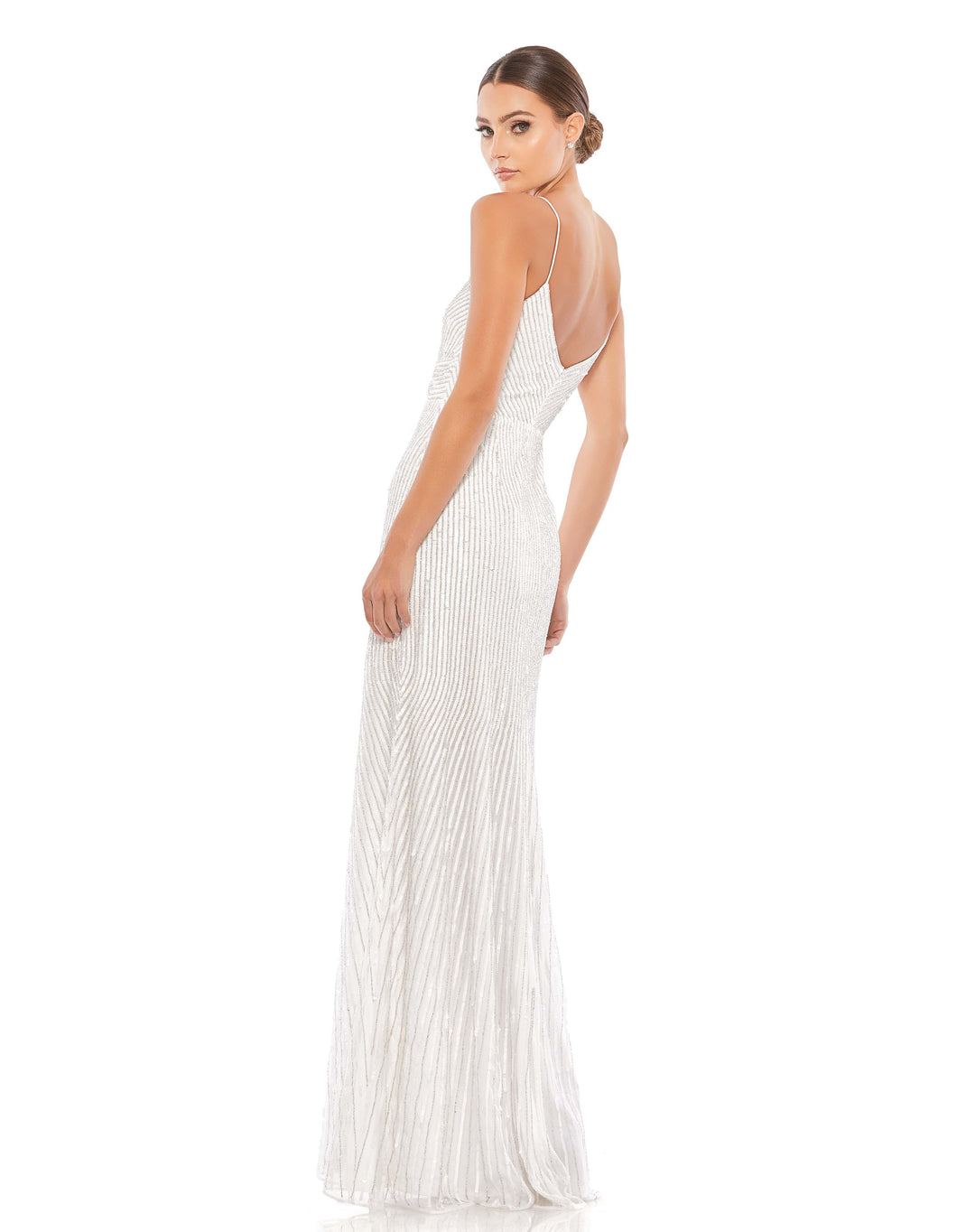 Sequined Spaghetti Strap V-Neck Gown – Mac Duggal
