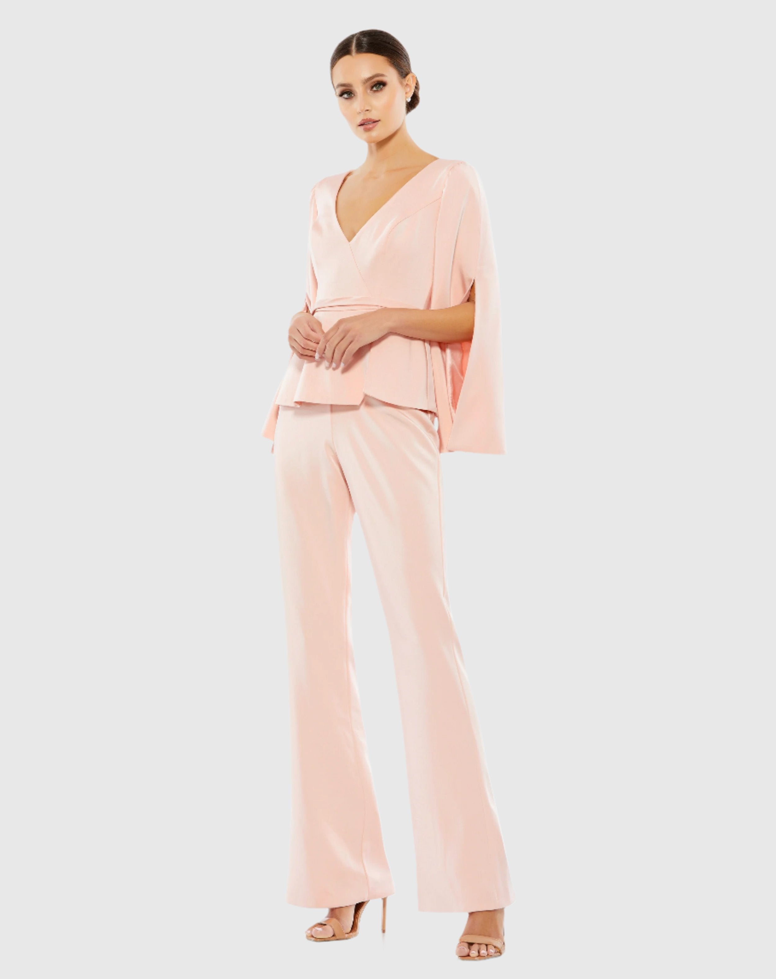 Image of Long Sleeve Two Piece Crepe Pant Suit