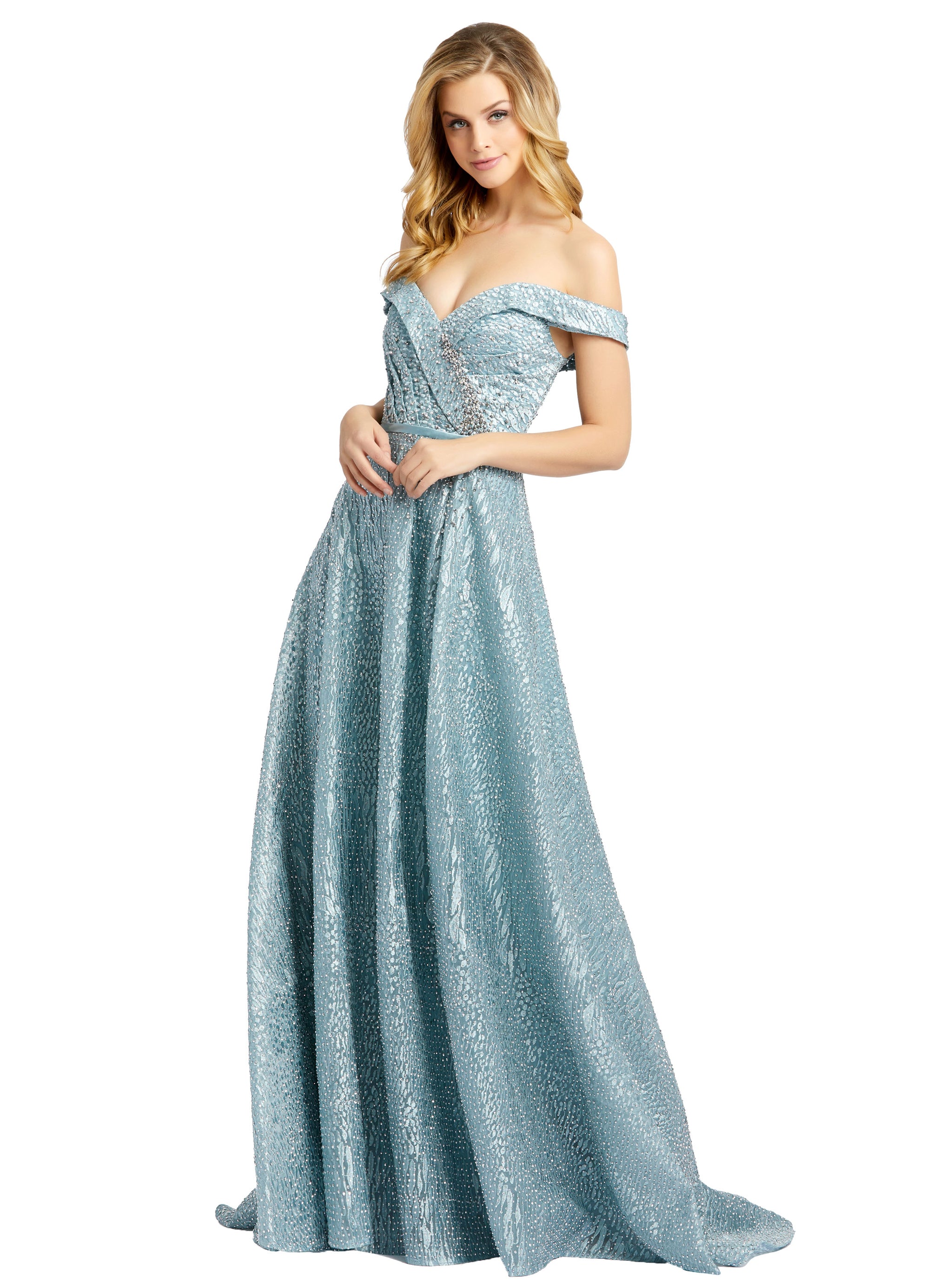 Embellished French Blue Evening Gown – Mac Duggal