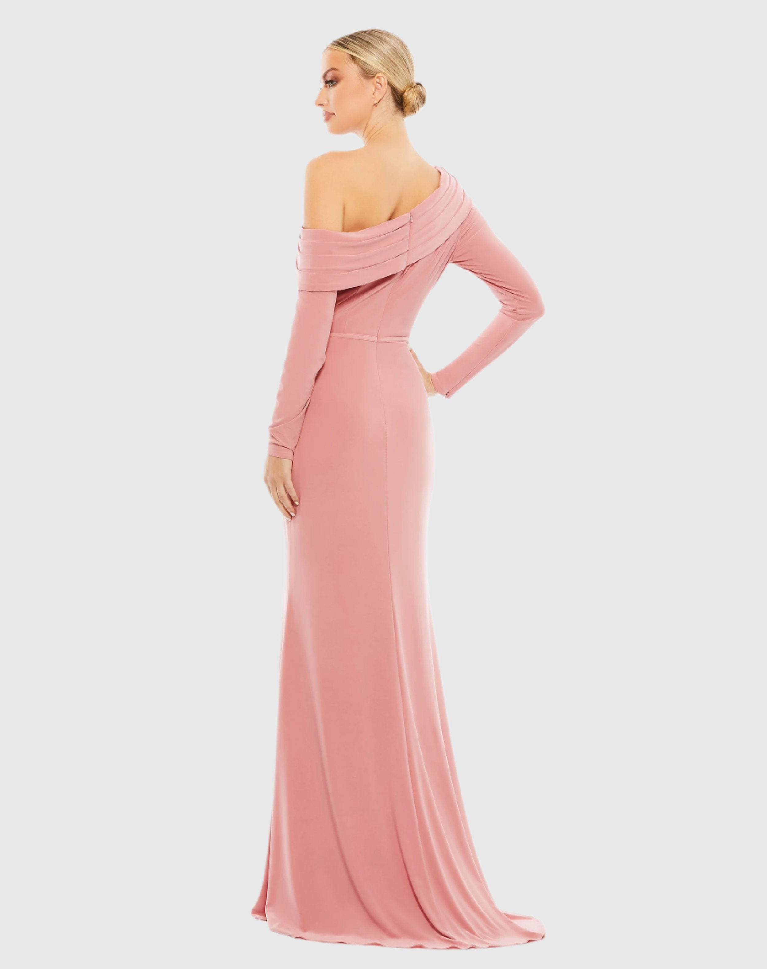 Beaded Drop Shoulder Jersey Gown – Mac Duggal