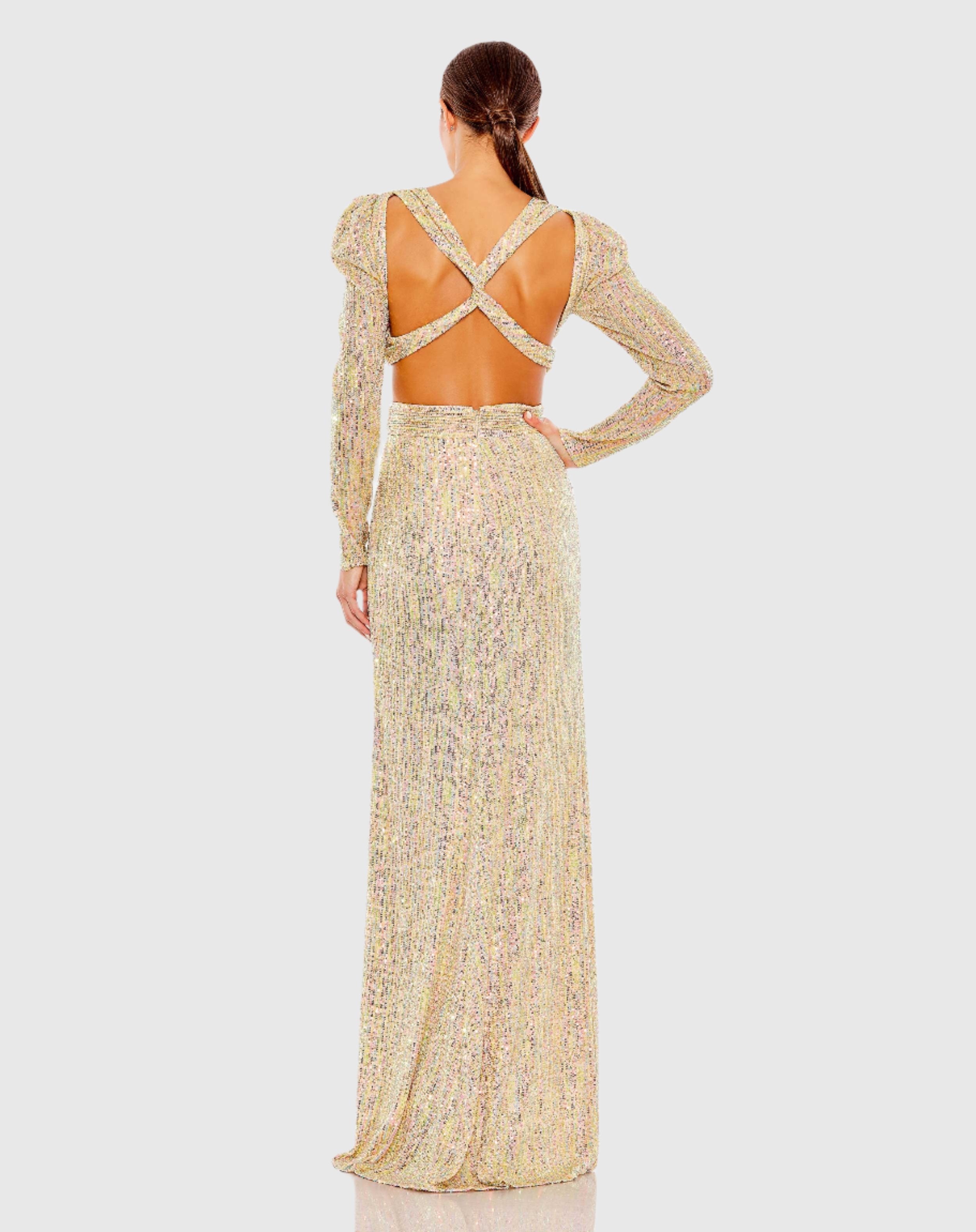 Embellished Lace Up Flowy Gown - FINAL SALE – Mac Duggal