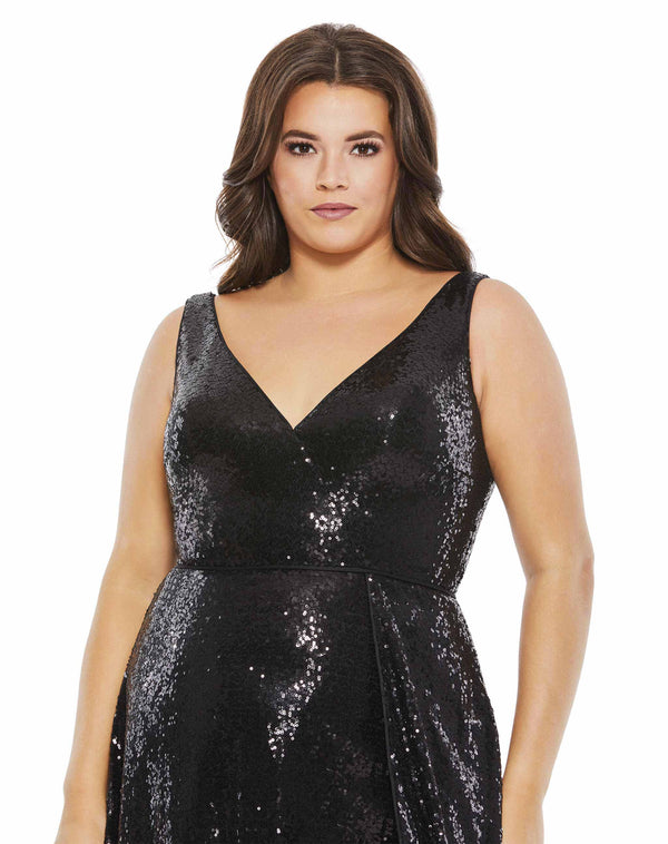 Sexy Back Sequined Evening Gown (Plus)