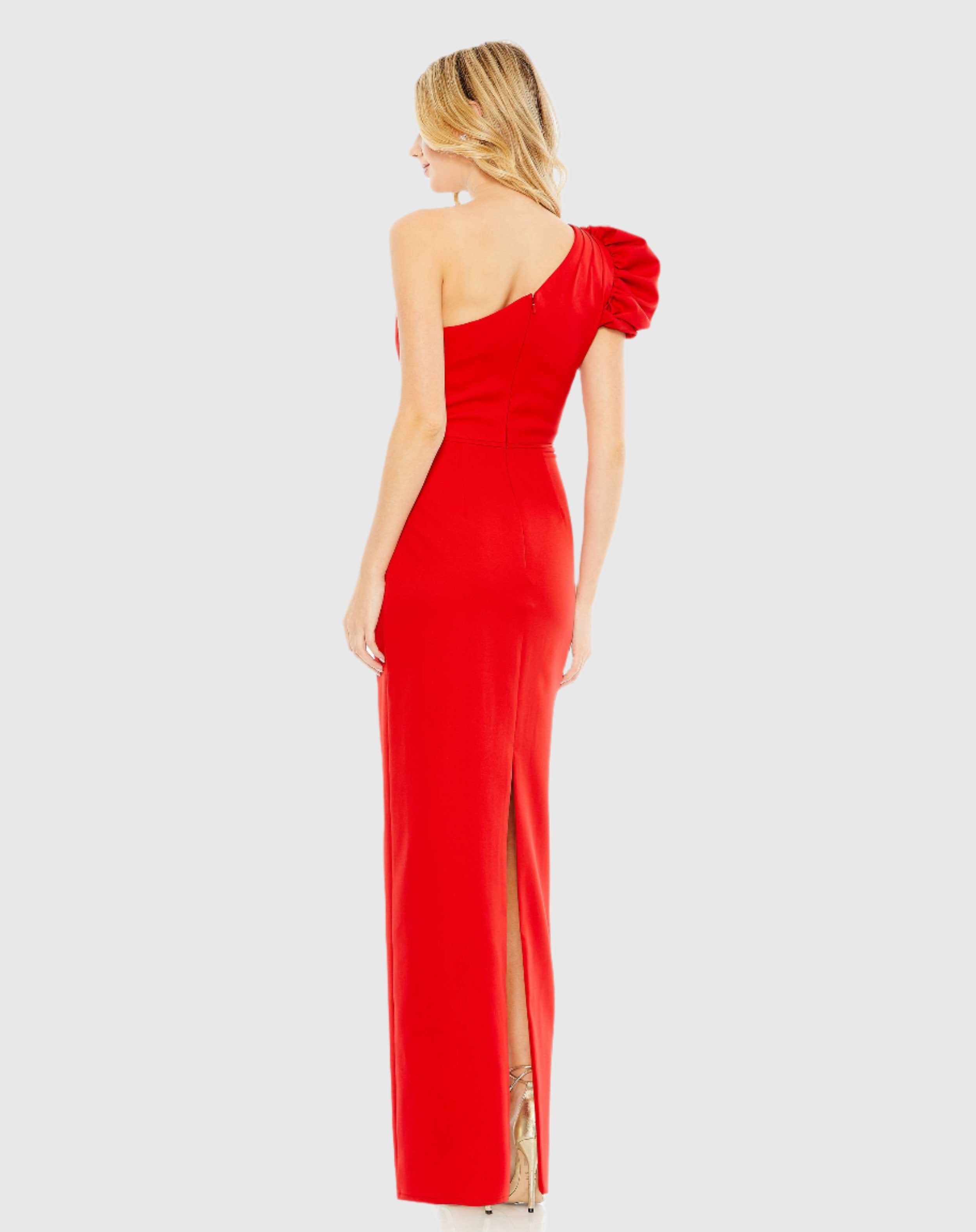 Asymmetrical One Shoulder Single Long Sleeve Gown – Mac Duggal