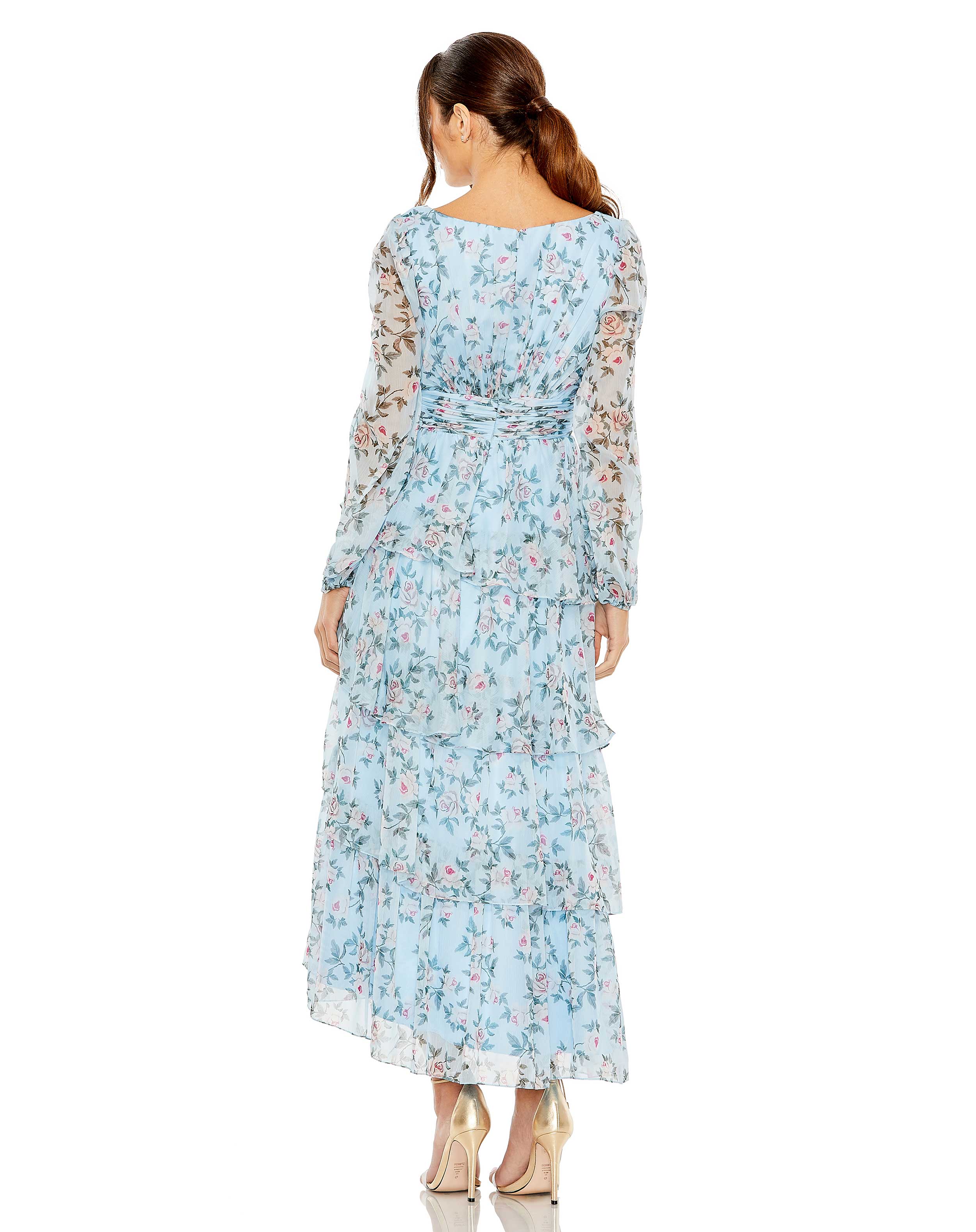 Ruffled Floral Print Women's Dress Clothing V-Neck Butterfly Sleeve Party  Mid-Length Dress Long Robe Women (Color : ST21074-3, Size : Large) :  : Clothing, Shoes & Accessories