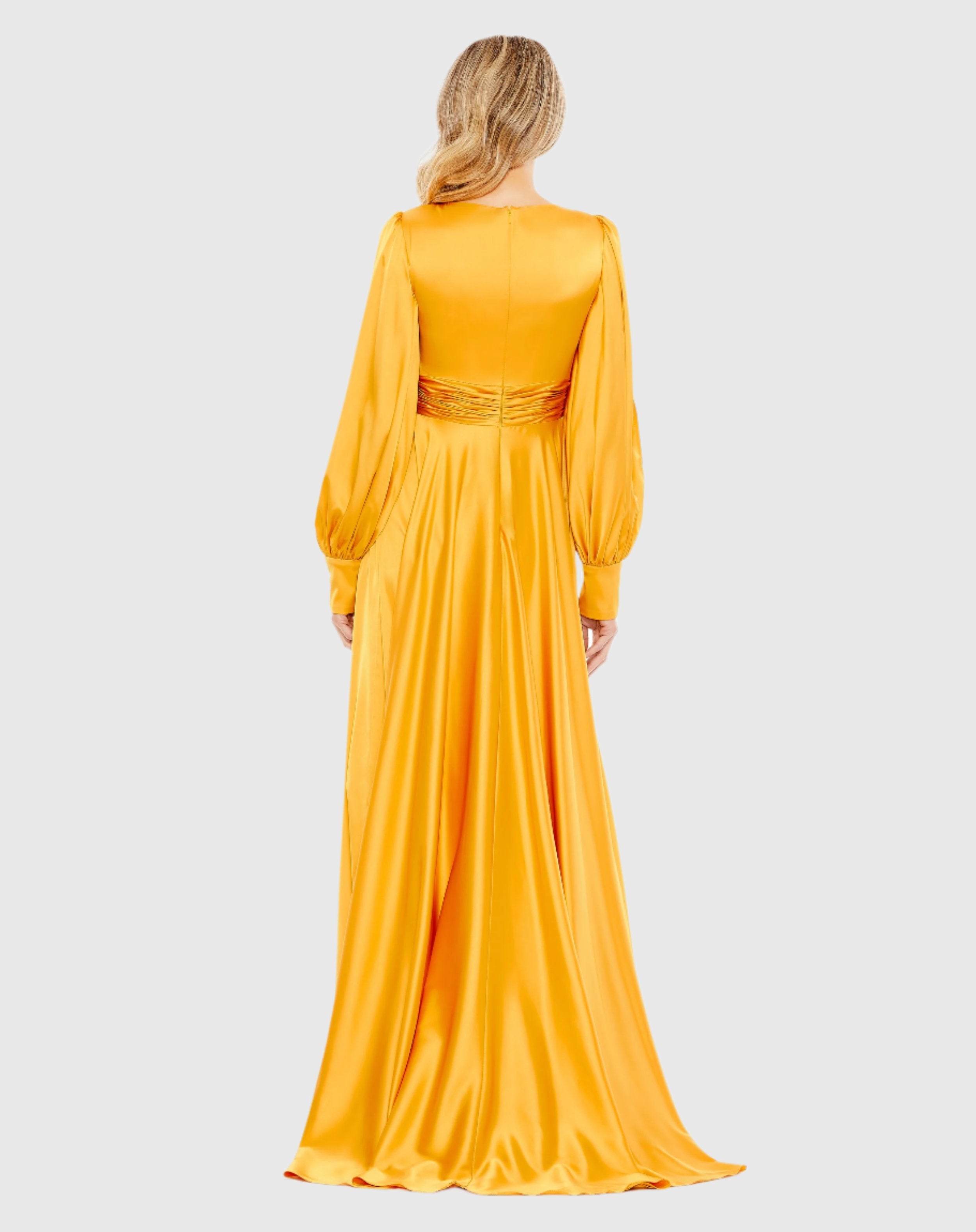 Bishop Sleeve Faux Wrap Gown – Mac Duggal