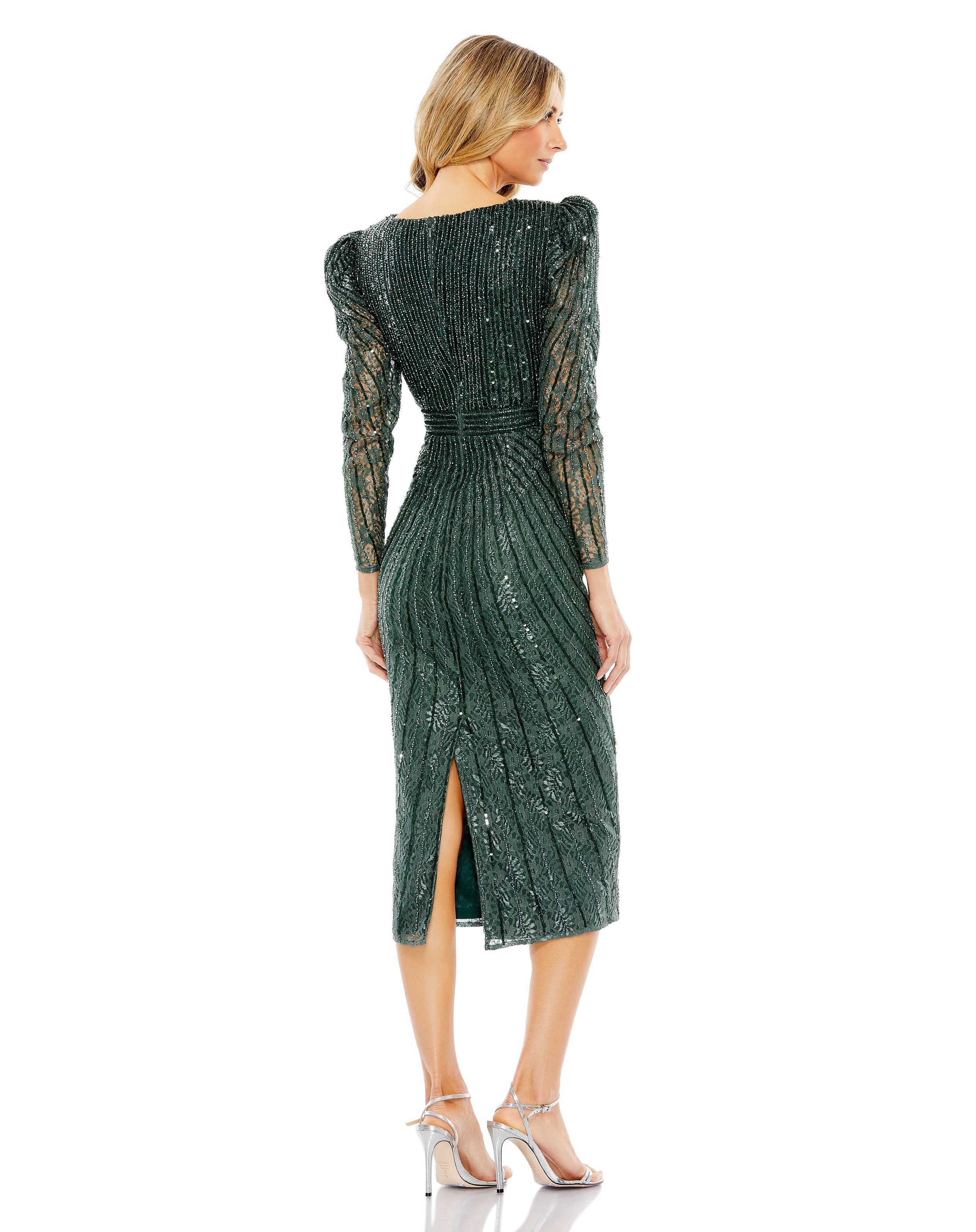 Gem Embellished Velvet Long Sleeve Mini Dress – Mac Duggal